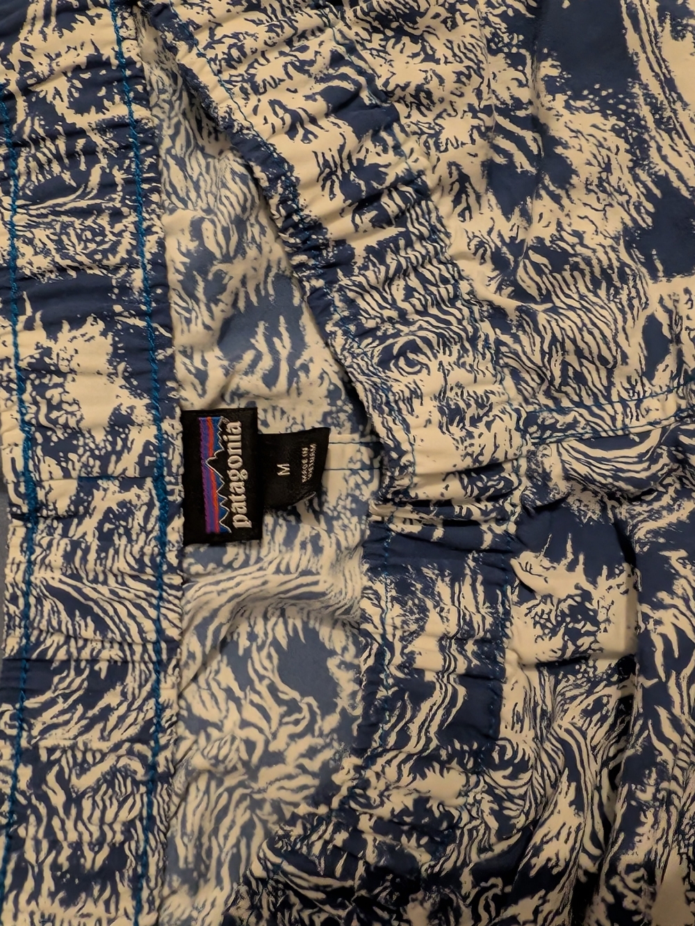 Patagonia  Blue & White Patterned Shorts Size Medium